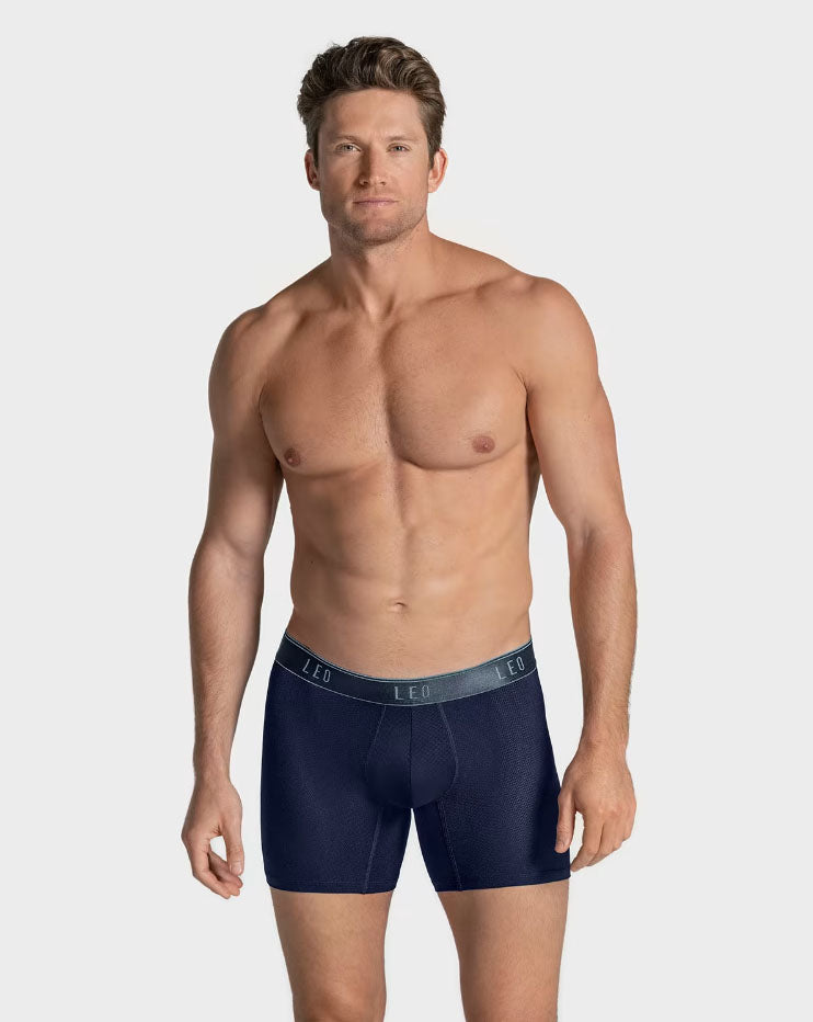 Leonisa Leo Ultra-Light Boxer Brief with Ergonomic Pouch - Dark Blue