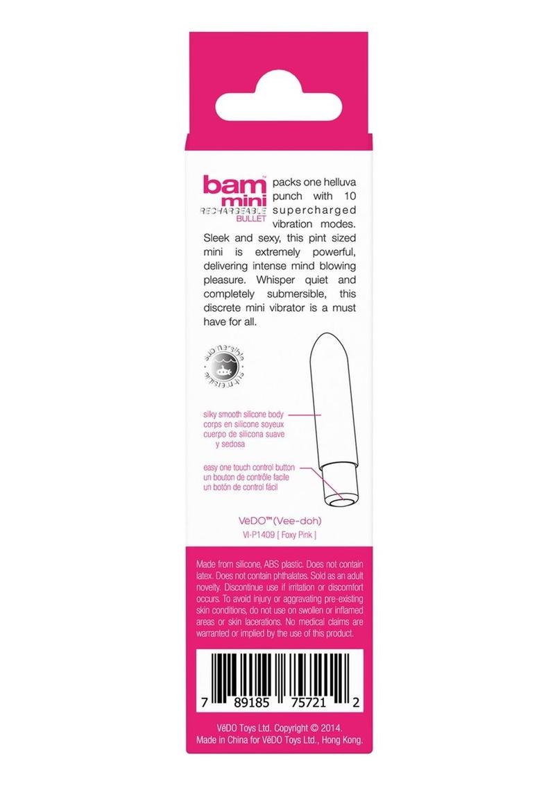 VeDO Bam Mini Rechargeable Silicone Bullet - Pick Your Color
