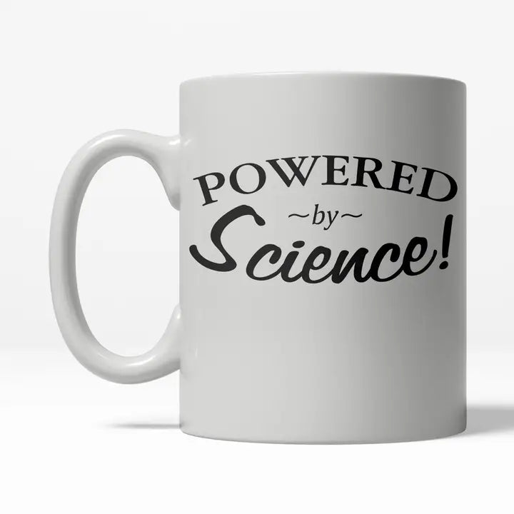 Powered By Science Mug 11oz CLEARANCE (LIGHT SKUFF MARKS)