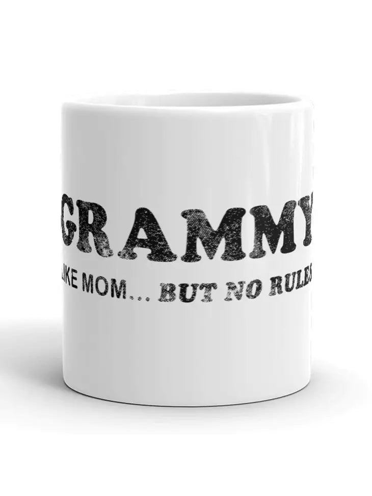 Grammy: Like Mom...But No Rules! Mug CLEARANCE (LIGHT SKUFF MARKS)