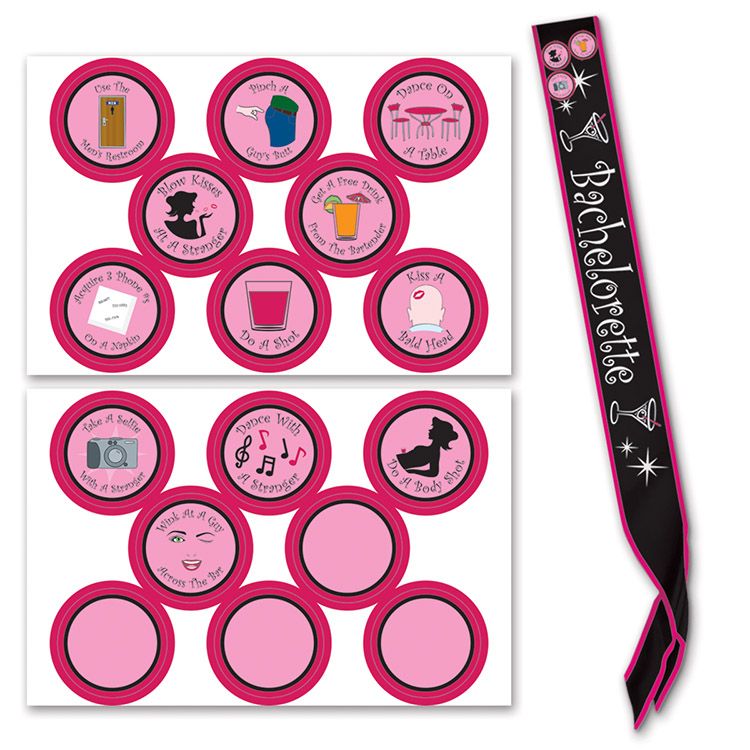 Beistle Bachelorette Sash w/Stick On Badges