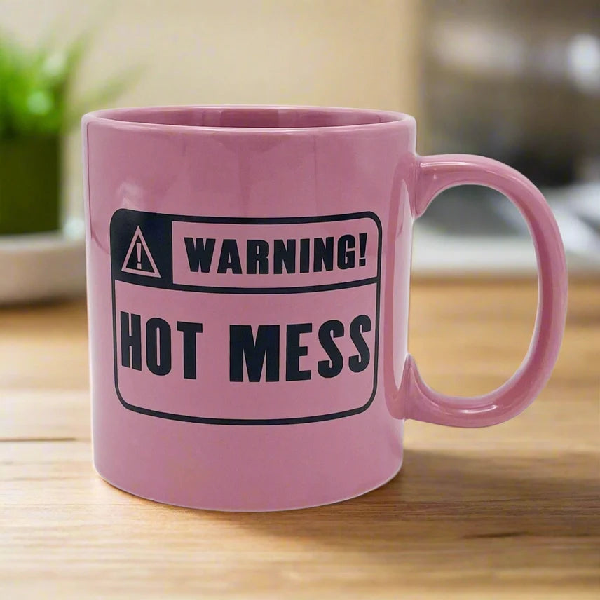 Attitude Mug Warning Hot Mess 22oz