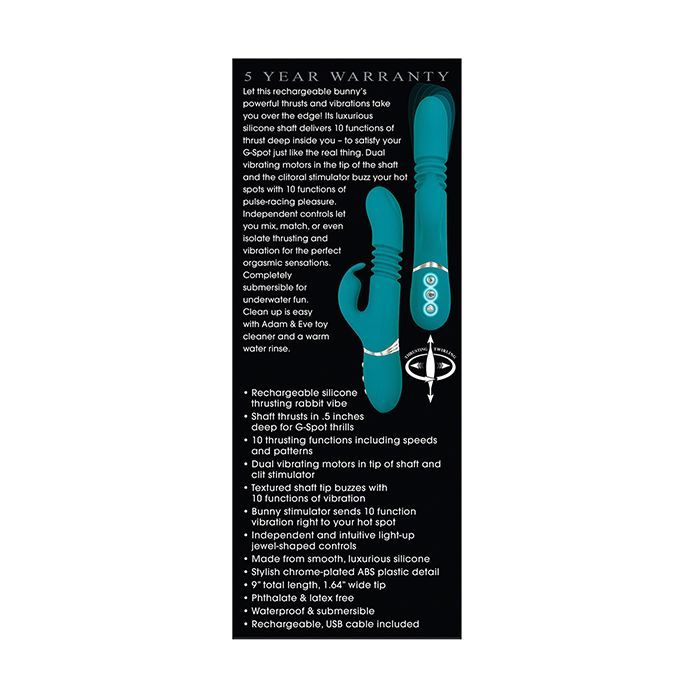 Eve's Rechargeable Silicone Thrusting Rabbit Vibrator - Green - CLEARANCE