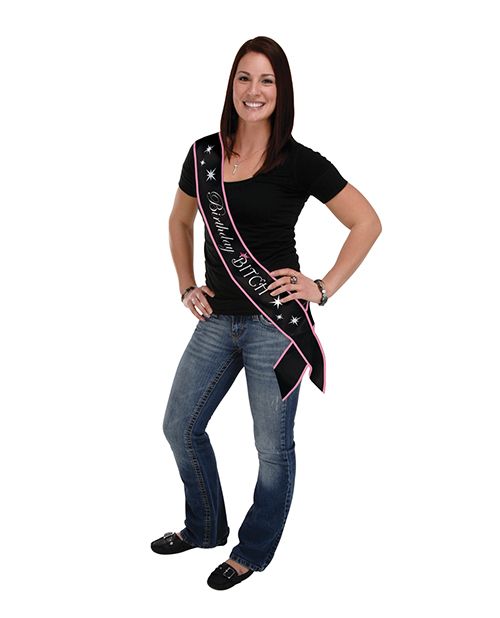 Birthday Bitch Satin Sash - Black