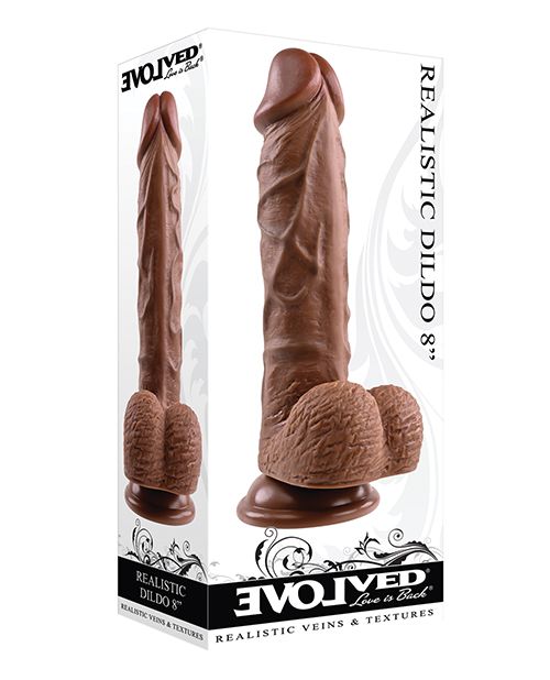 Evolved 8" Dual Density Realistic Dildo w/Balls - Chocolate