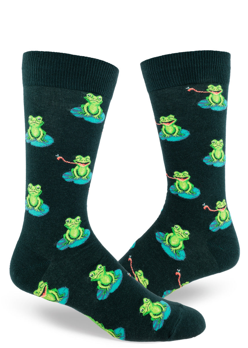 Mod Socks Funny Frog Men's Crew Socks - Hunter