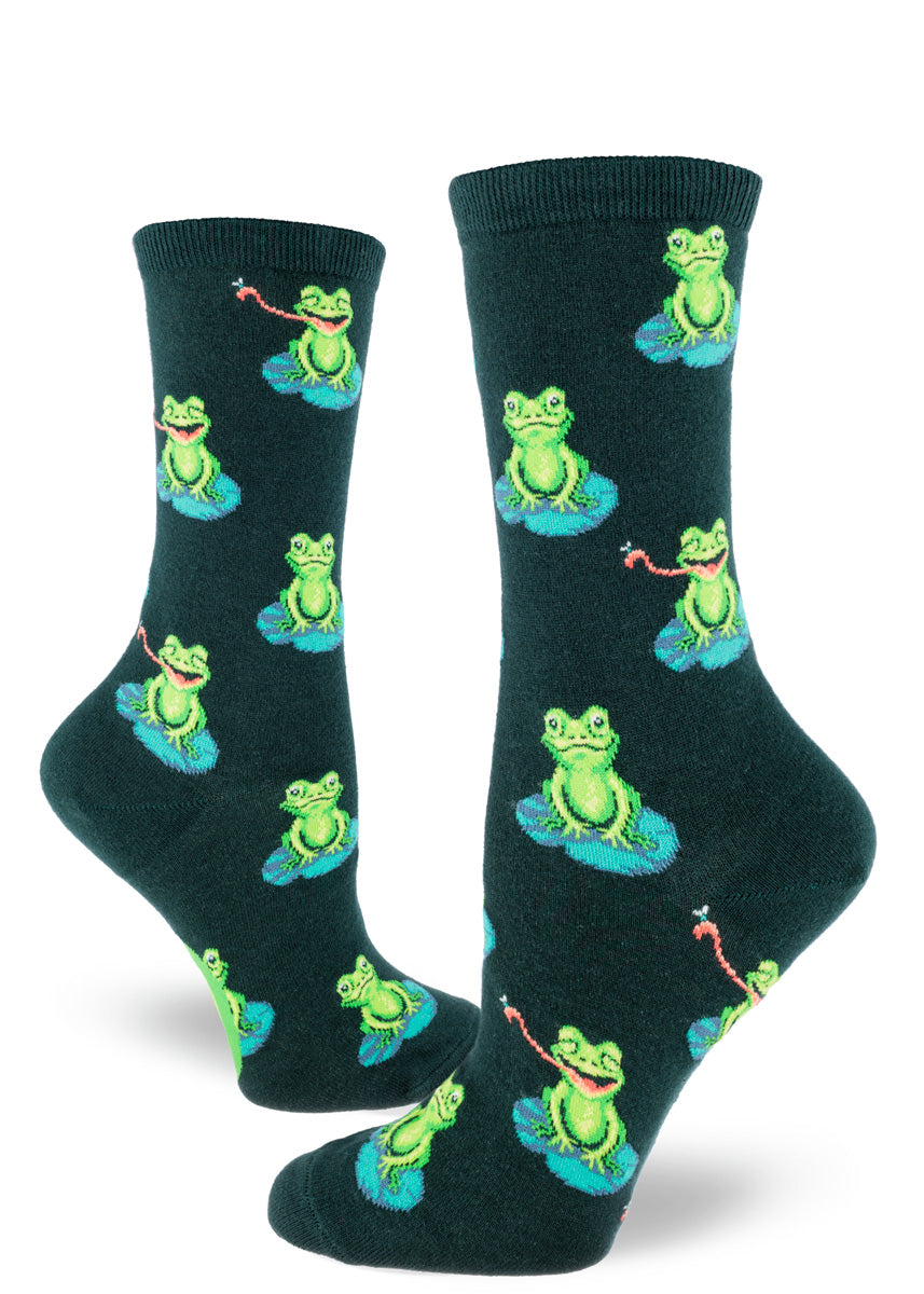 Mod Socks Funny Frog Women's Crew Socks - Hunter