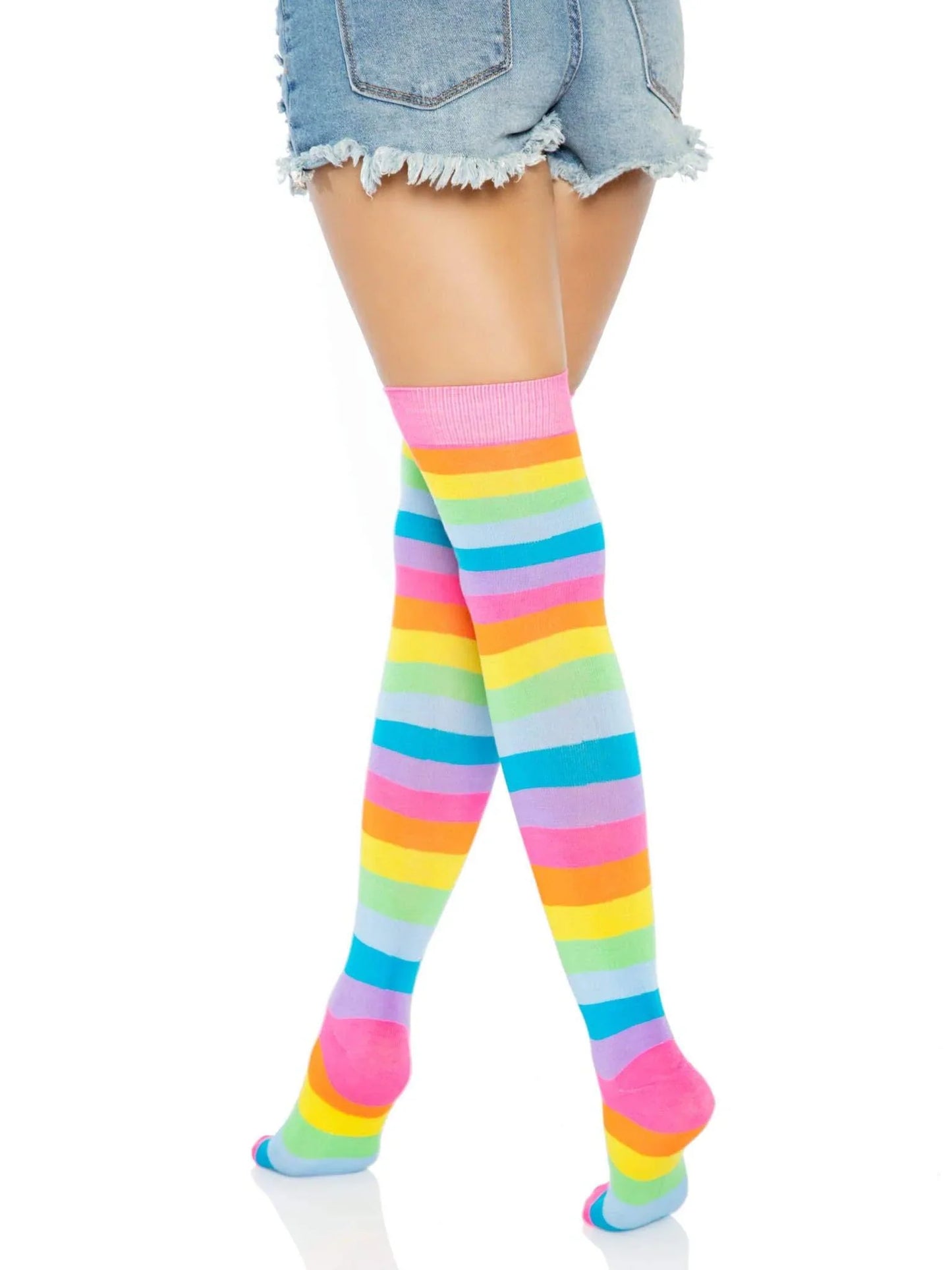Leg Avenue Neon Rainbow Thigh High - One Size