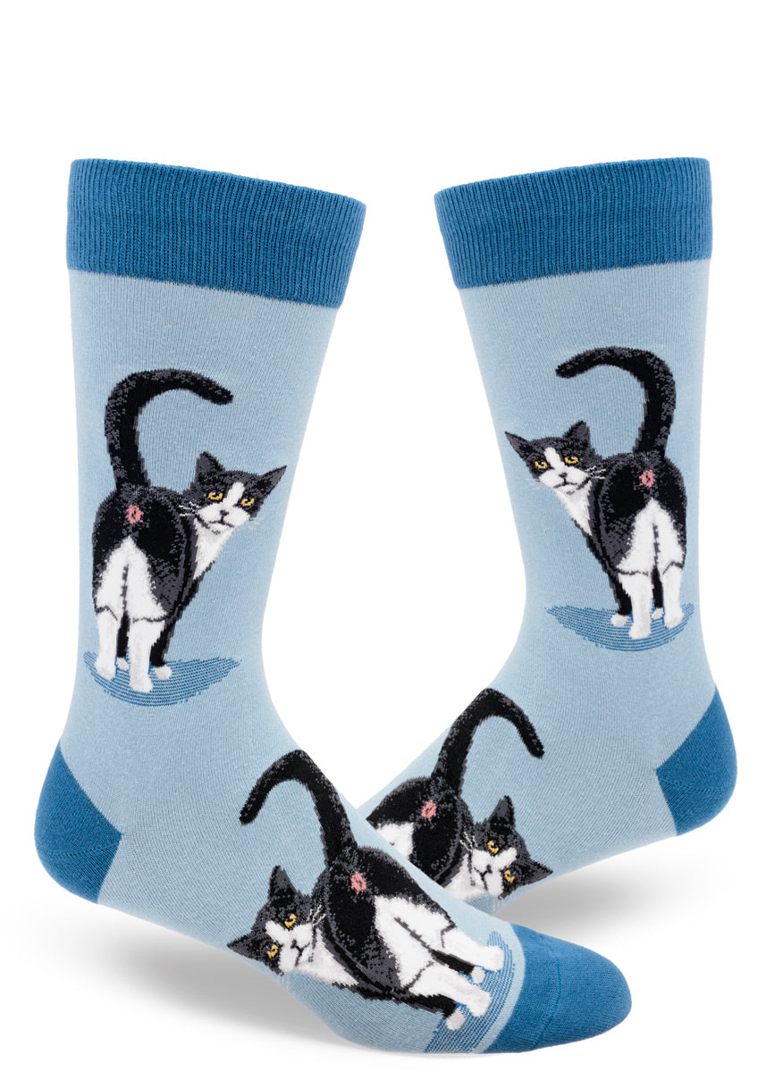 Mod Socks Tuxedo Cat Butt Men's Crew Socks - Pick Your Color