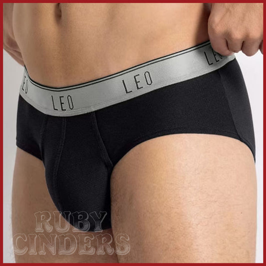 Leonisa Leo Ultra-Light Brief with Ergonomic Pouch - Black/Grey