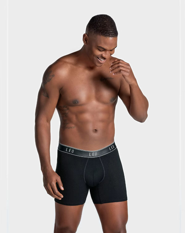 Leonisa Leo Ultra-Light Boxer Brief with Ergonomic Pouch - Black
