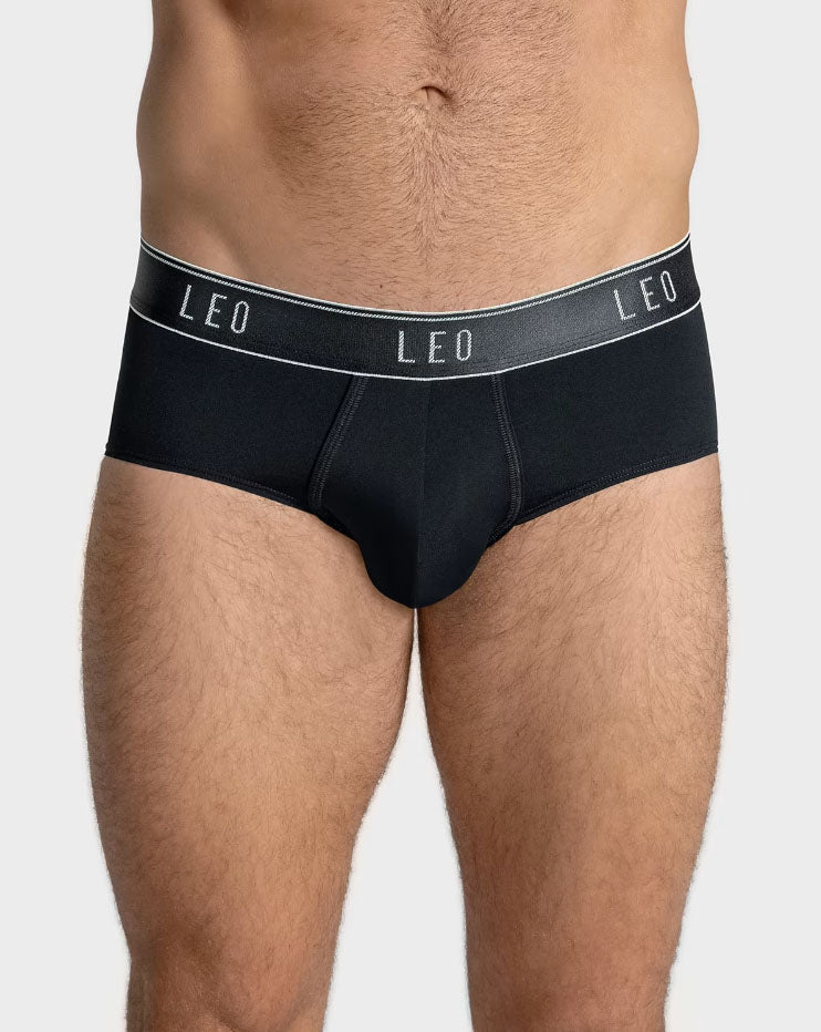Leonisa Leo Microfiber Brief with Ergonomic Pouch - Black