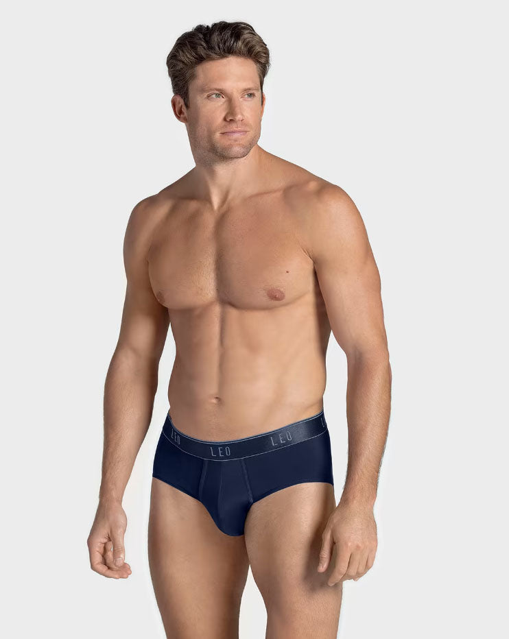 Leonisa Leo Microfiber Brief with Ergonomic Pouch - Dark Blue
