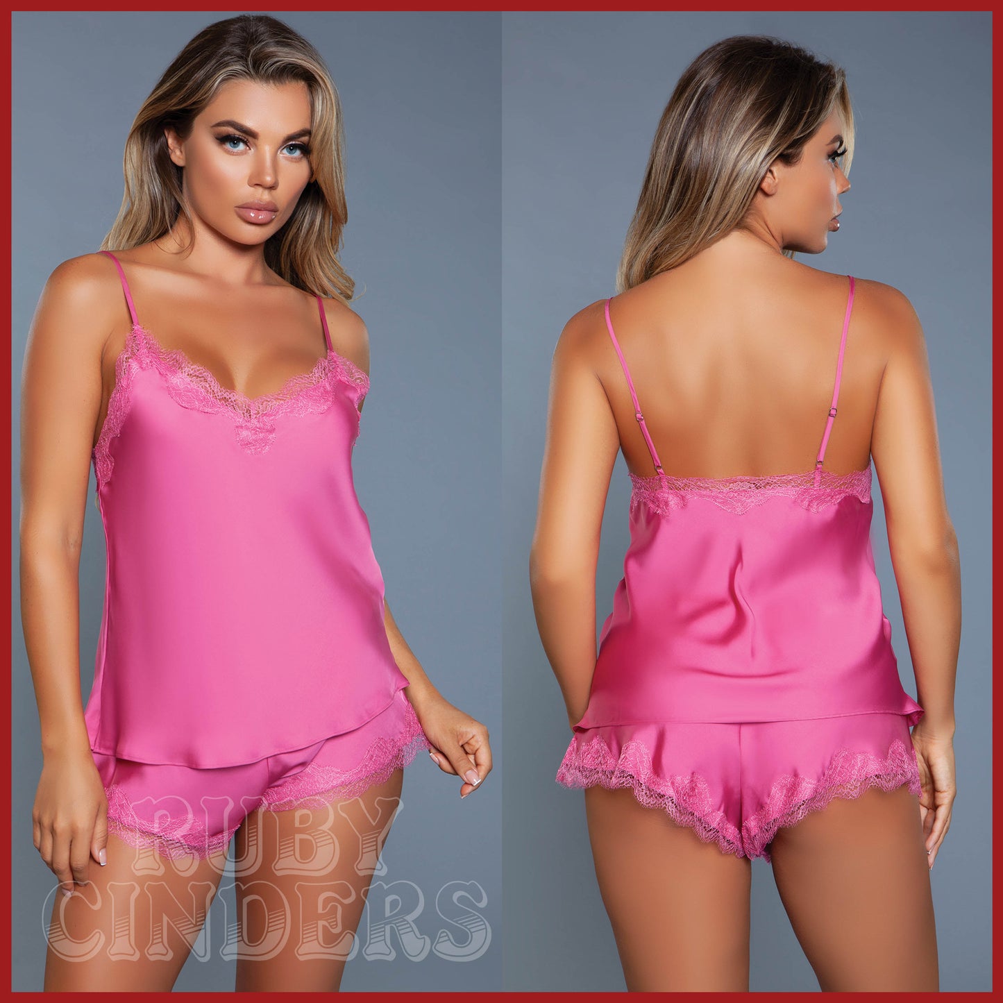 Be Wicked Bambi Cami Top & Shorts Set - Rose - CLEARANCE