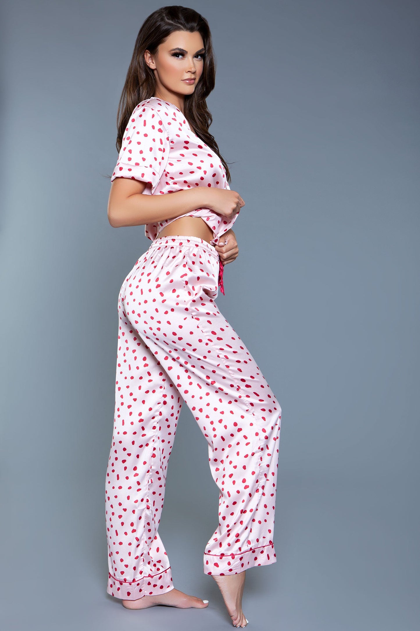 Be Wicked Camellia PJ Set - Pink/Red - CLEARANCE