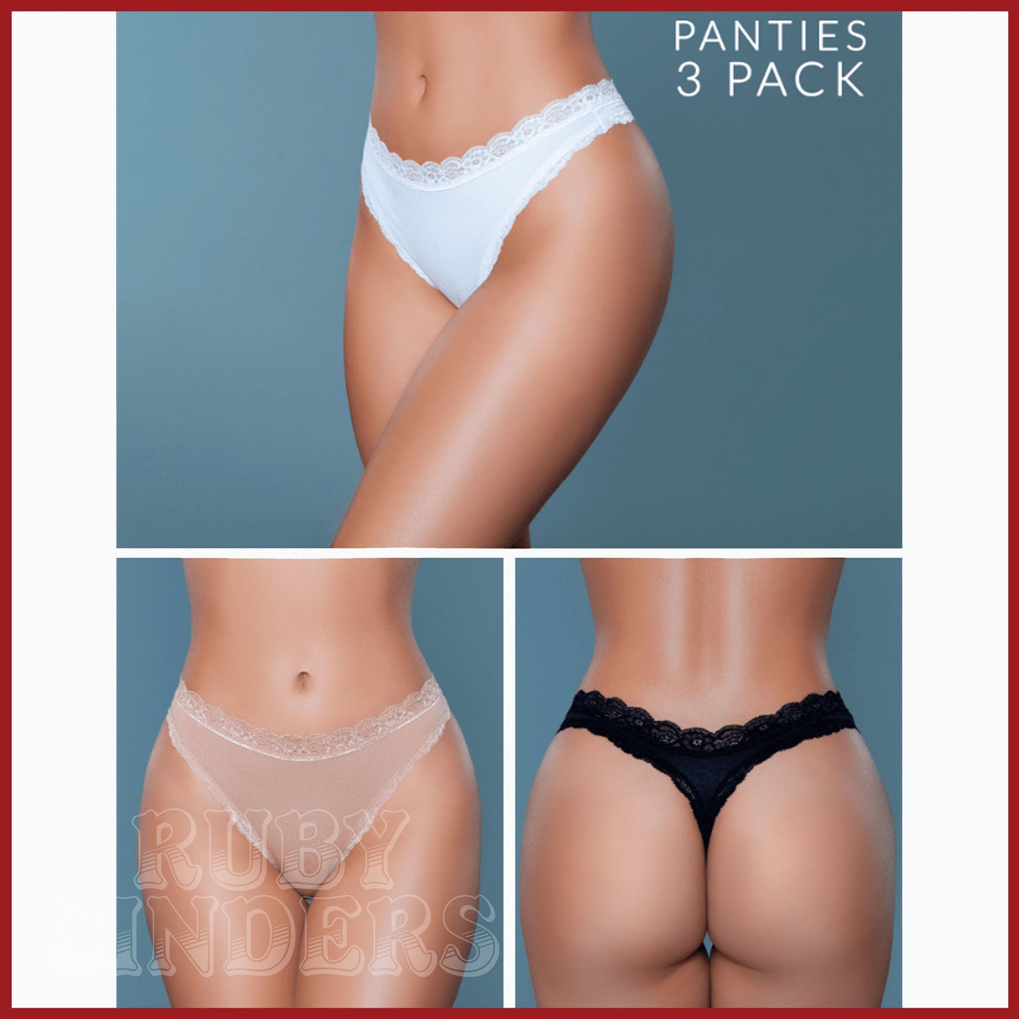 Mandy Thong 3-Pack - Black, White, Nude Asst. Sizes Available