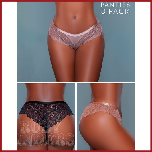 Be Wicked Wren Cheeky 3-Pack - Black, Bronze, Brown Asst. Sizes Available