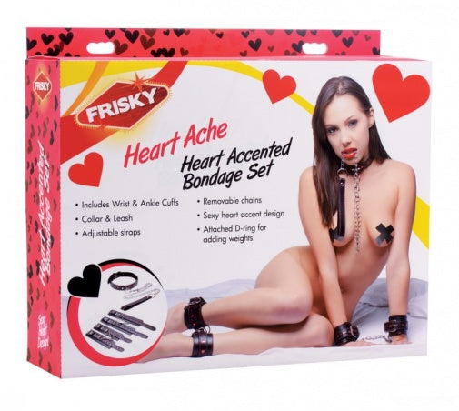 Frisky Heartache 5pc Heart Accented Bondage Set - CLEARANCE