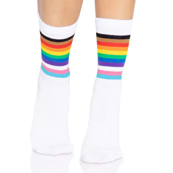 Leg Avenue Pride Crew Socks - White