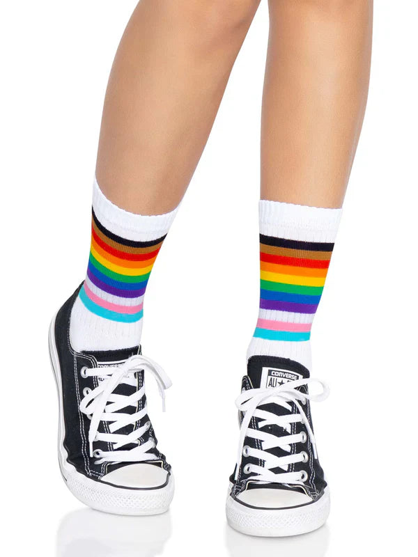 Leg Avenue Pride Crew Socks - White