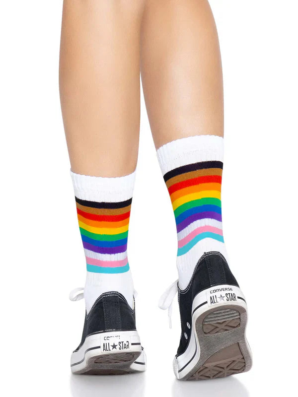 Leg Avenue Pride Crew Socks - White
