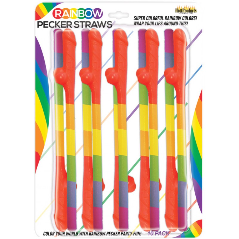 Hott Products Rainbow Pecker Straws 10 Each Per Pack