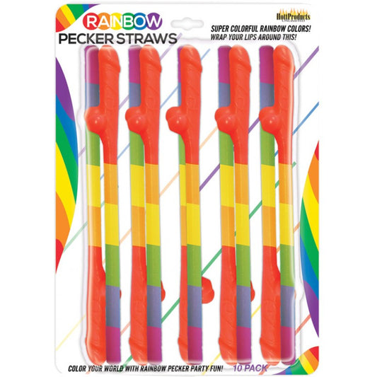 Hott Products Rainbow Pecker Straws 10 Each Per Pack