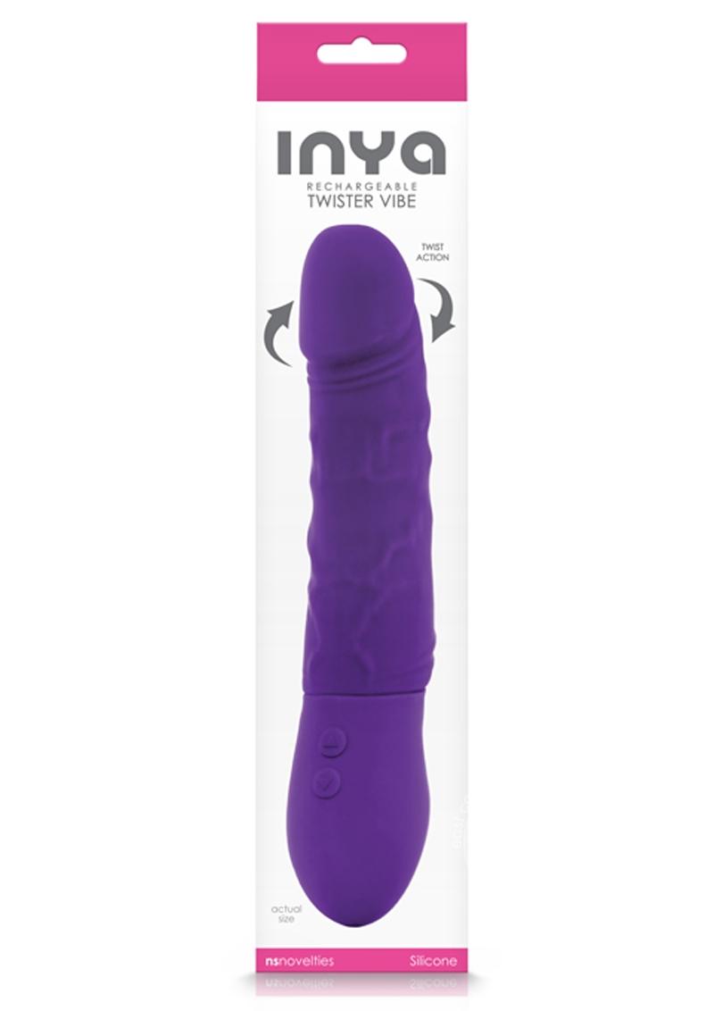 NS Novelties Inya Twister Rotating & Vibrating Silicone Dildo - Purple