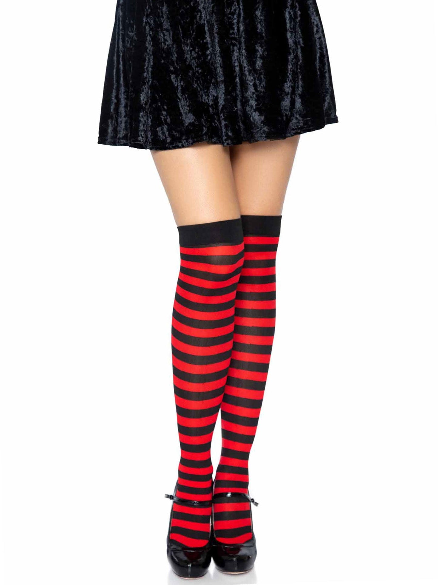 Leg Avenue Cari Black Striped Thigh High Stockings 6005 - Pick Your Color