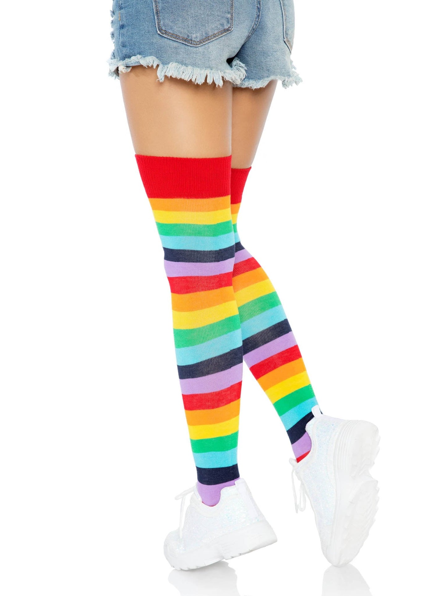 Leg Avenue Rainbow Thigh High Socks - One Size