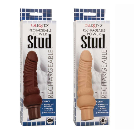 CalExotics Rechargeable Power Stud Curvy Vibrating Dong - Pick Your Color CLEARANCE