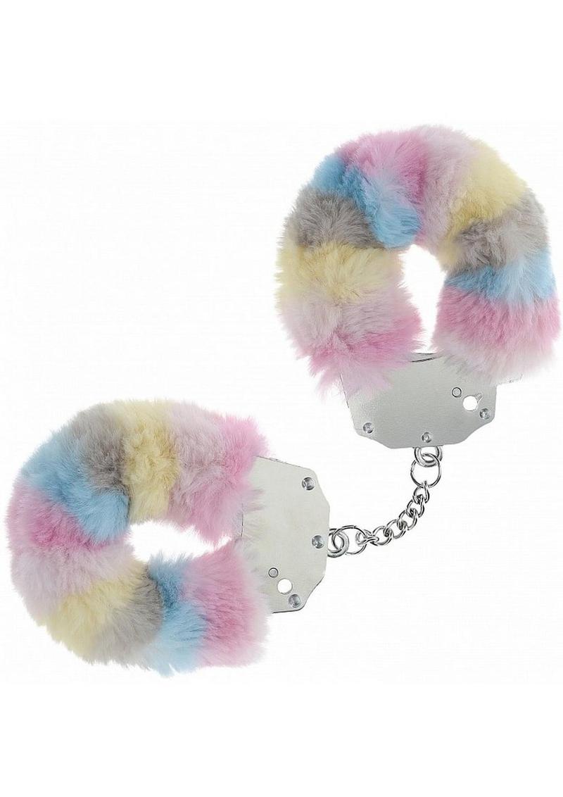 Ouch! Heavy-Duty Fluffy Furry Handcuffs - Multi-Color Pastel