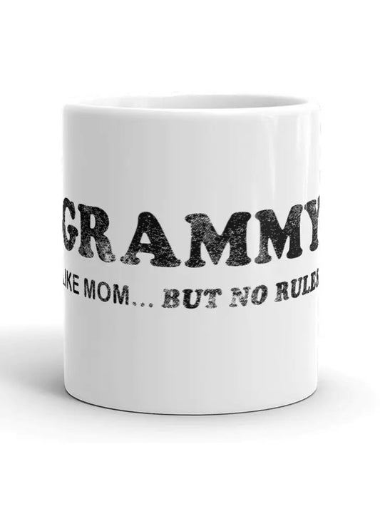Grammy: Like Mom...But No Rules! Mug CLEARANCE (LIGHT SKUFF MARKS)