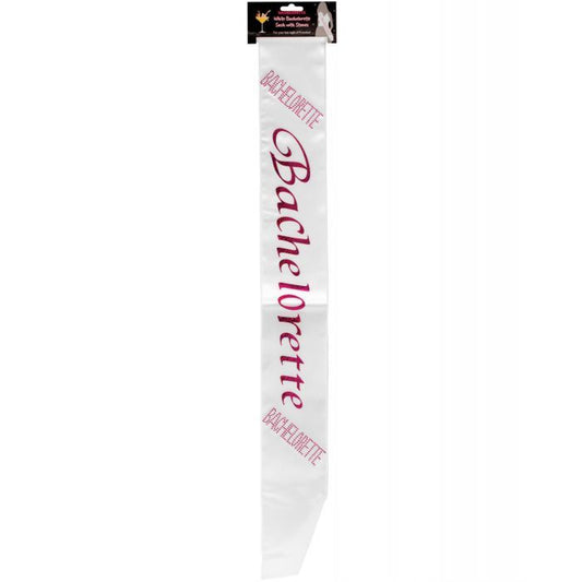 Bachelorette Sash w/Crystals White