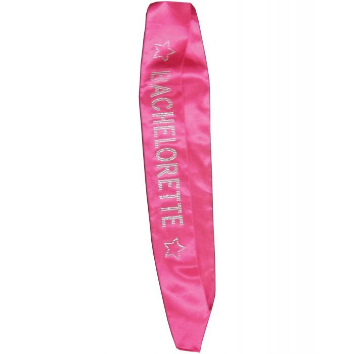 Bachelorette Sash w/Crystals Hot Pink