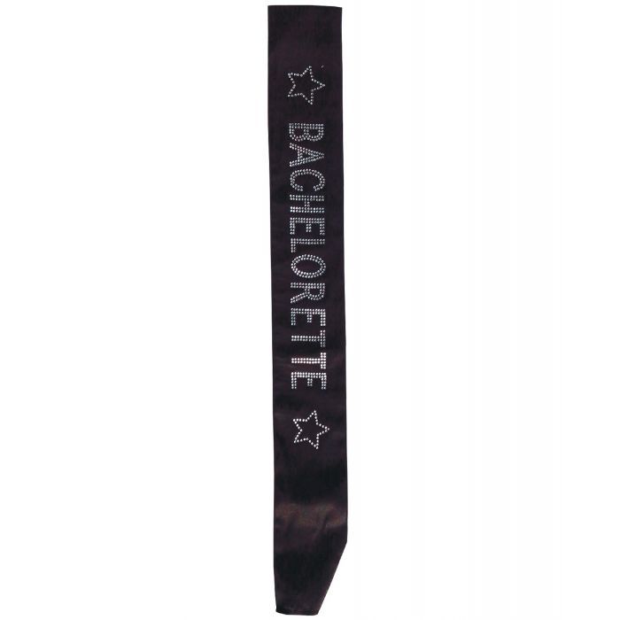 Bachelorette Sash w/Crystals Black