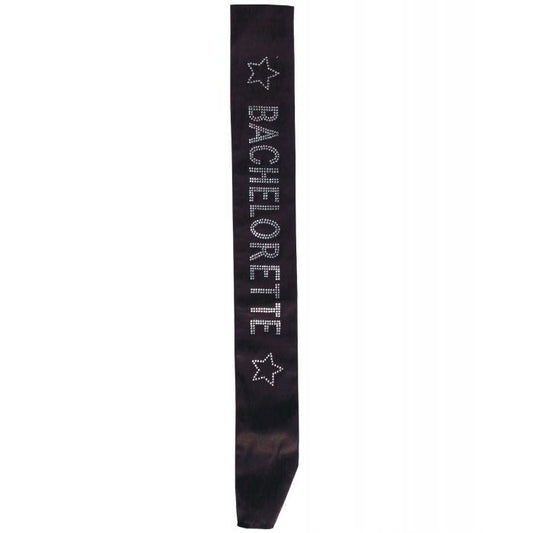 Bachelorette Sash w/Crystals Black