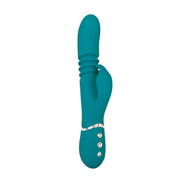 Eve's Rechargeable Silicone Thrusting Rabbit Vibrator - Green - CLEARANCE