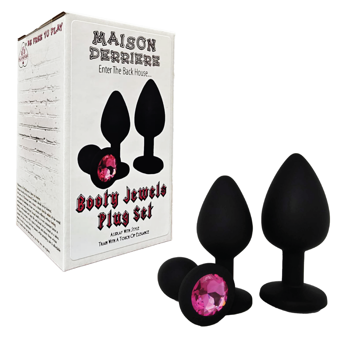 Maison Derriere Booty Jewels Jeweled Butt Plug Set - Hot Pink