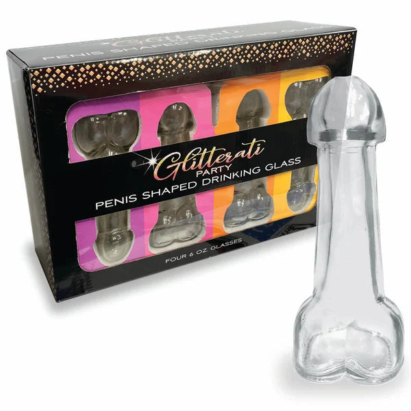 Glitterati Penis Drinking Glass 6oz (4 Pack)