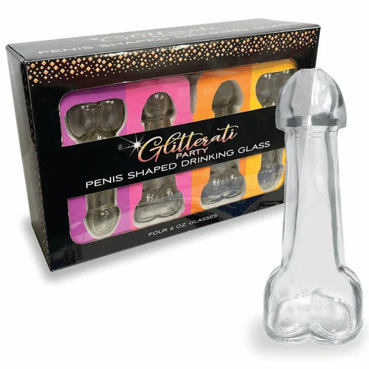 Glitterati Penis Drinking Glass 6oz (4 Pack)
