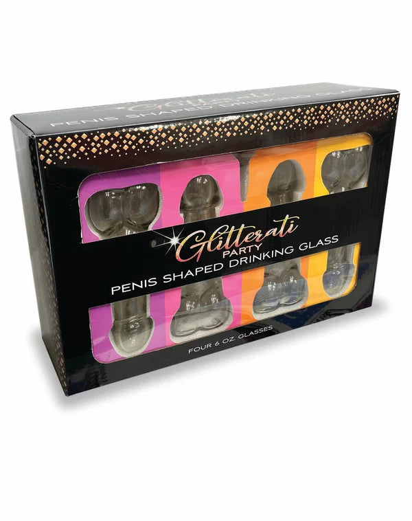 Glitterati Penis Drinking Glass 6oz (4 Pack)