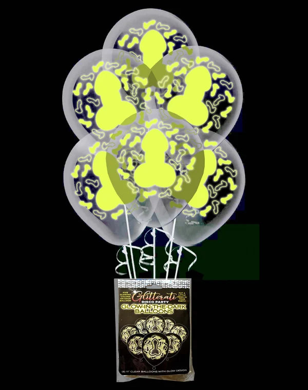 Glitterati Penis Glow in The Dark Ballons (8 per Pack)