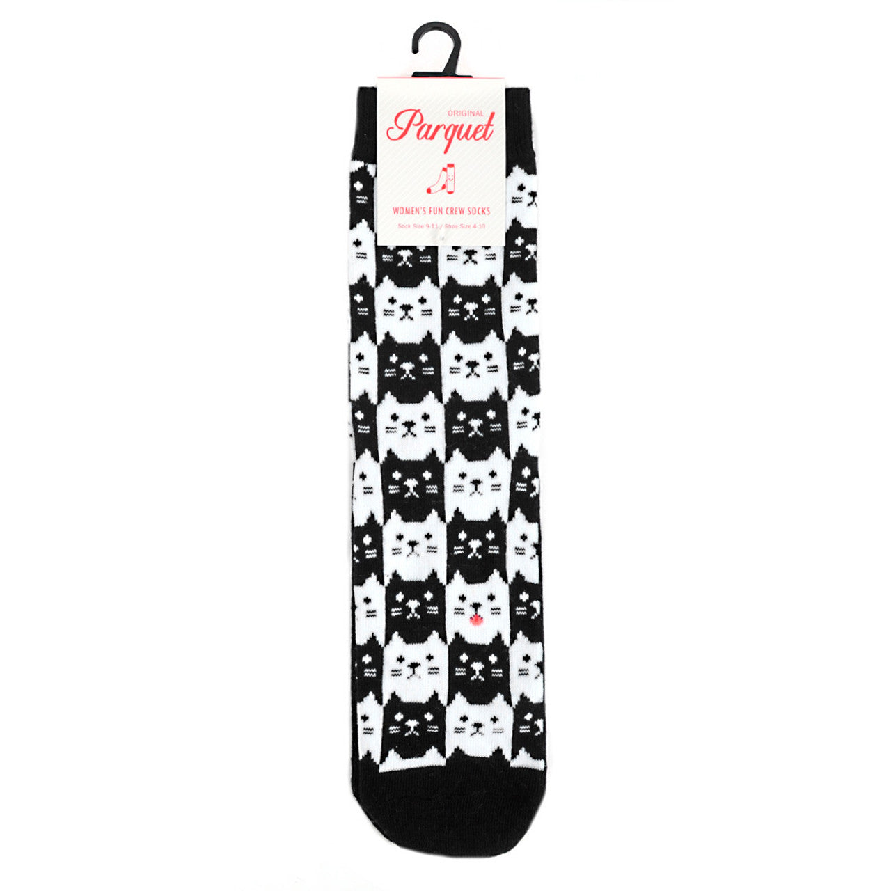 Parquet Women's Cat Novelty Socks - Black/White