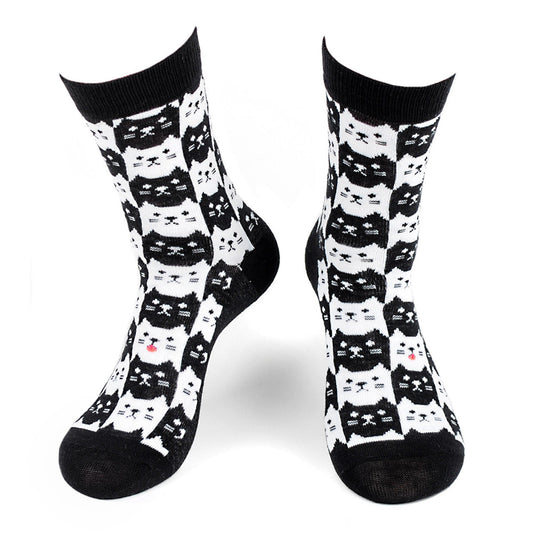 Parquet Women's Cat Novelty Socks - Black/White