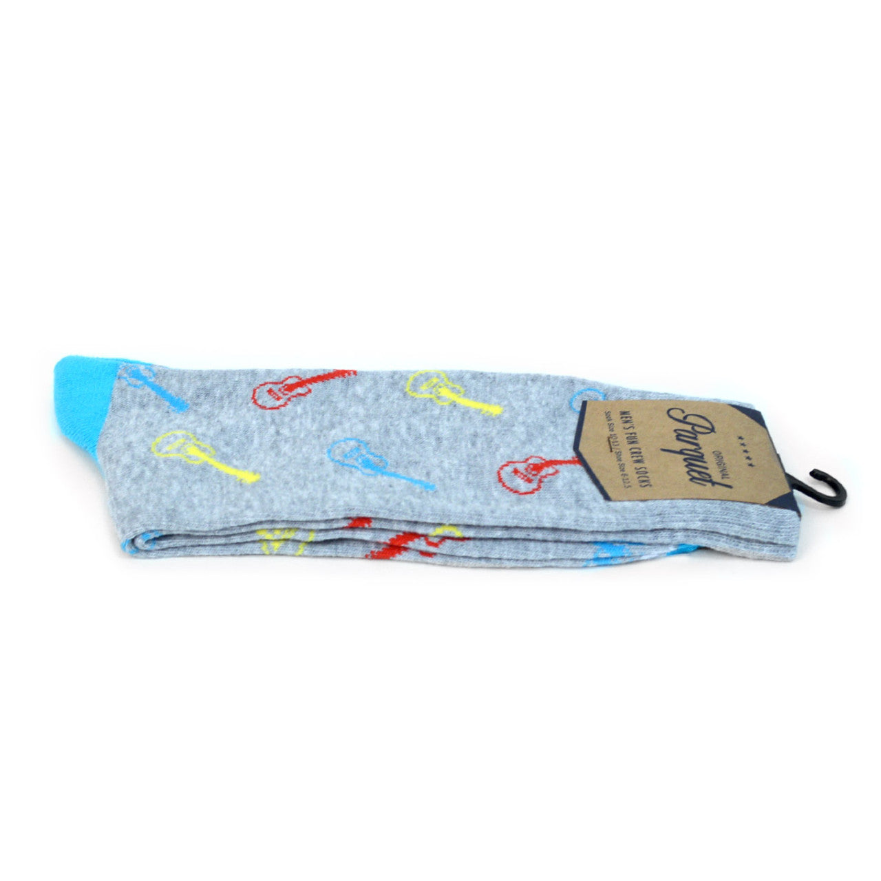 Parquet Men's Guitar Premium Collection Novelty Socks - Grey