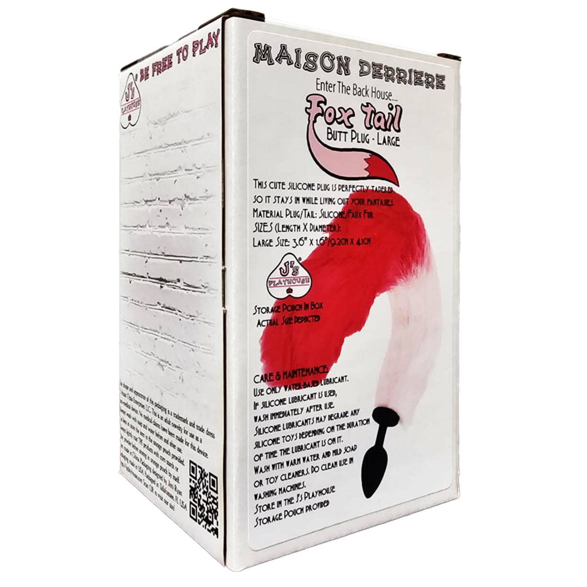 J's Playhouse® Maison Derriere Fox Tail Plug Black Pink - Asst. Sizes Available