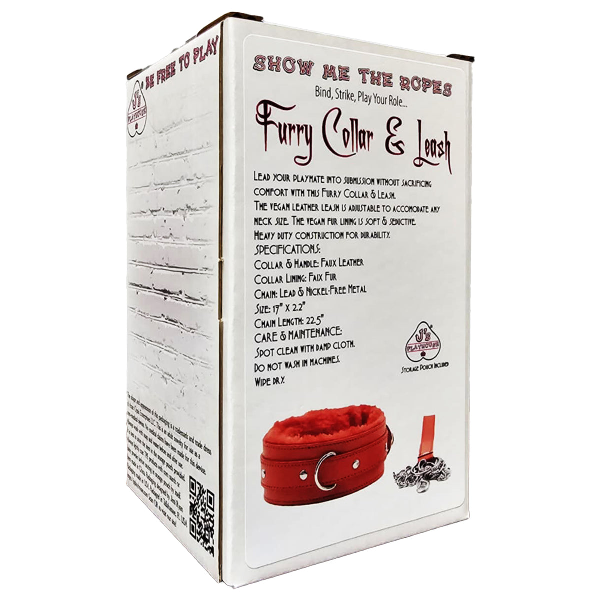 Show Me The Ropes Fur Lined Collar & Leash - Red