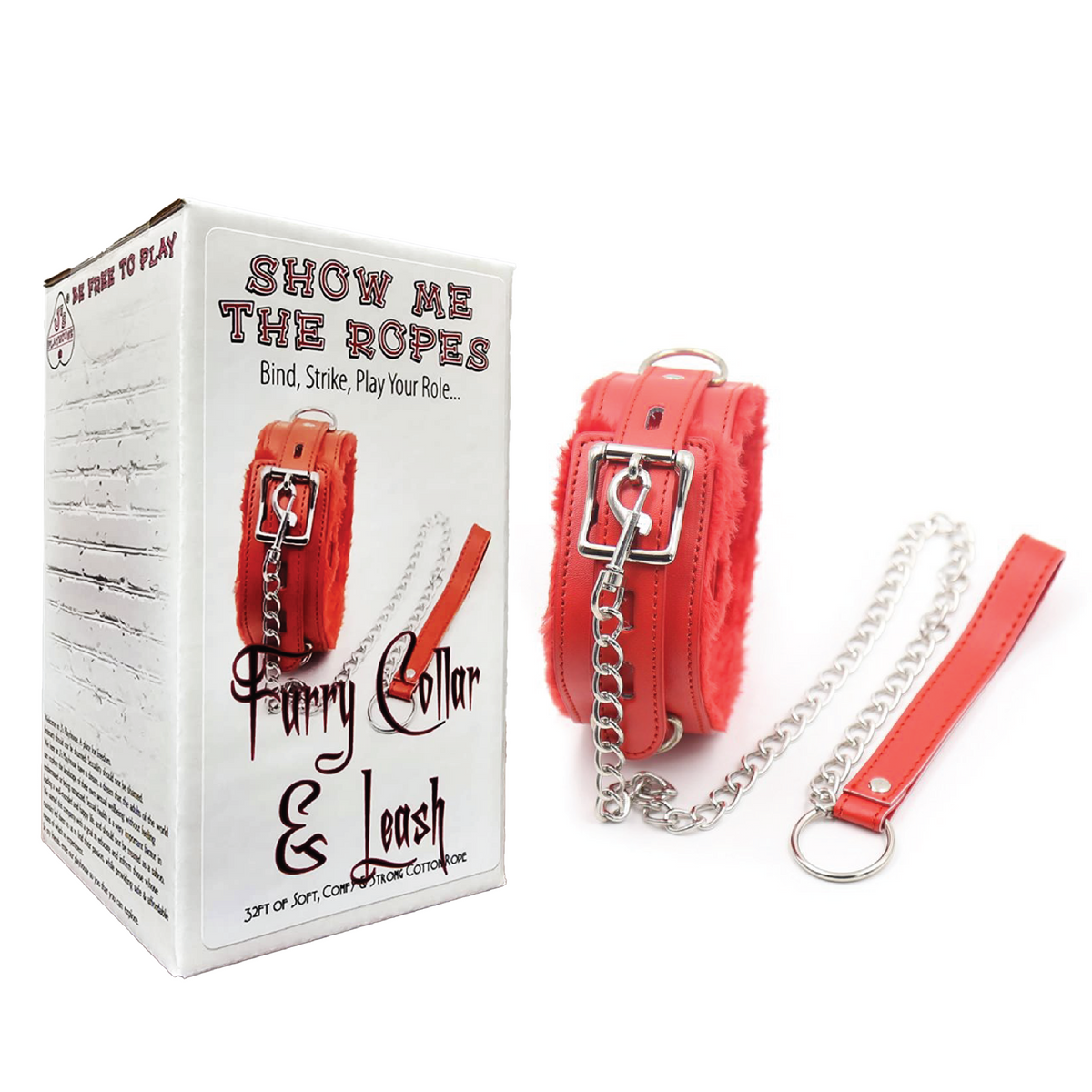 Show Me The Ropes Fur Lined Collar & Leash - Red
