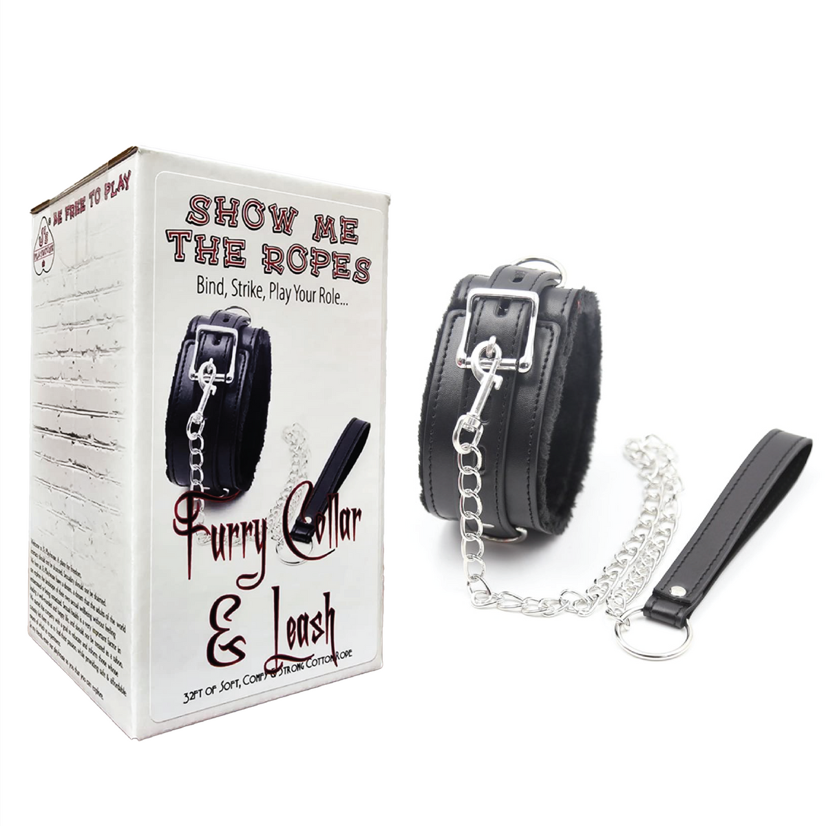 Show Me The Ropes Fur Lined Collar & Leash - Black